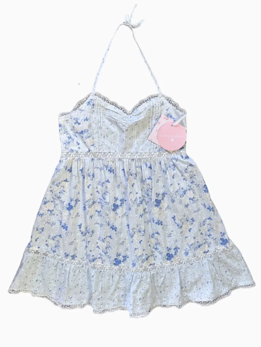 LoveShackFancy x Target Girls' Annabelle Budding Florals Halter Dress - Blue, 14